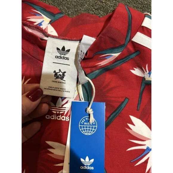 Adidas x Thebe Magugu South African red Bird of Paradise bodysuit Floral XL New - Picture 7 of 9